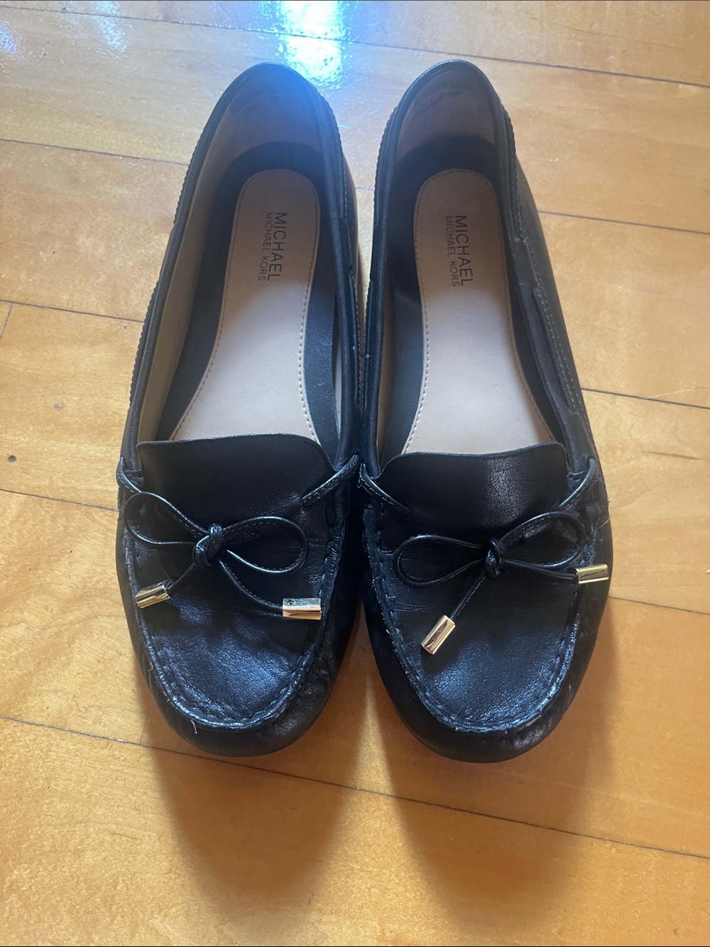 Michael Kors Black Leather Moccasin Flats